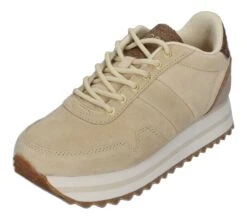 Woden Sneaker Low NORA III CROCO HEEL PLATEAU In Natur